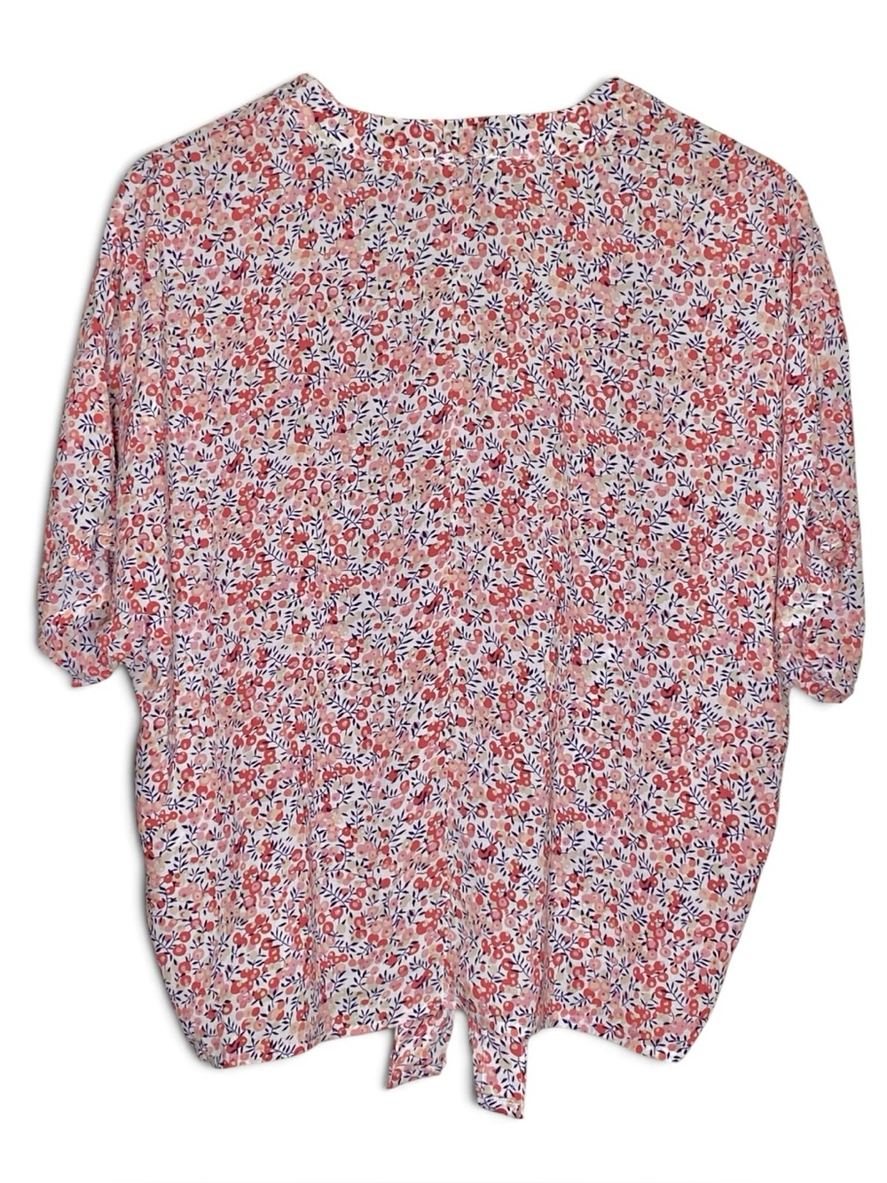 Cynthia Rowley Floral Tie Front Blouse Short Sleeve Top Medium Cottagecore - Picture 2 of 13